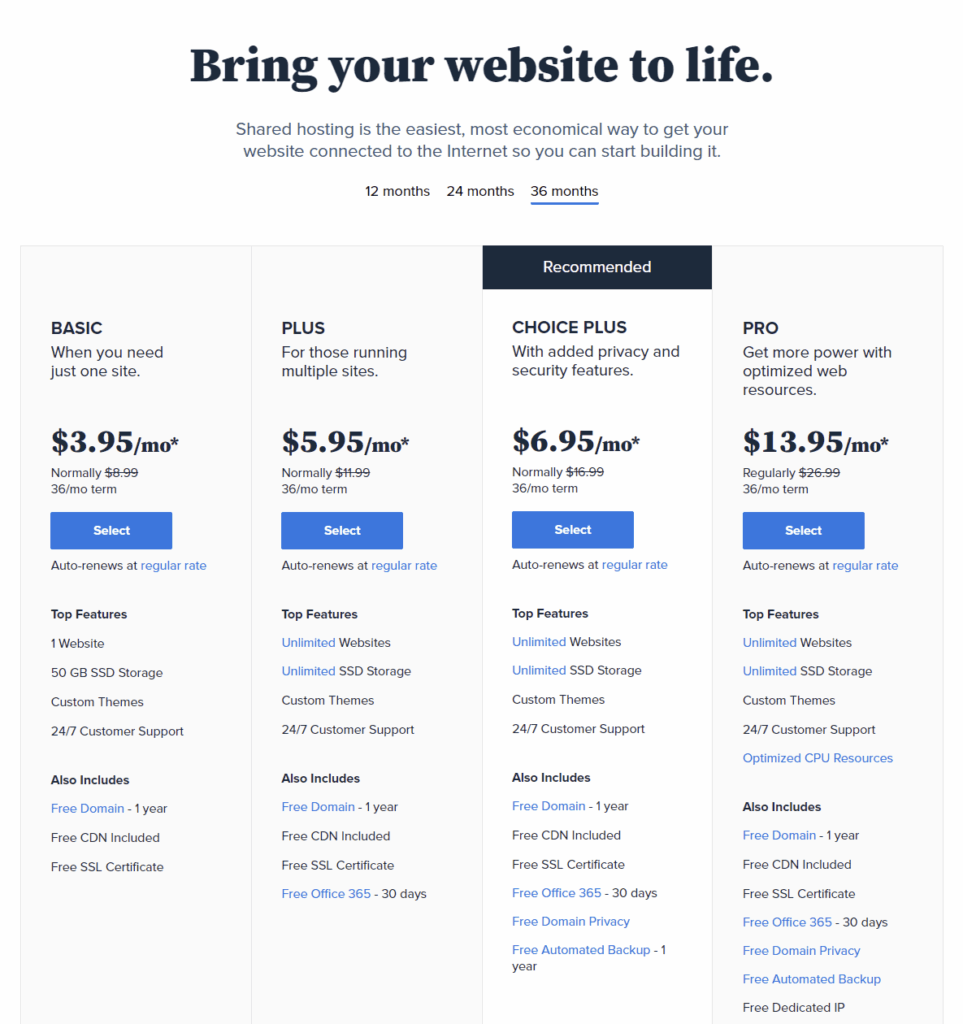 Shared Web Hosting Plans Fast Secure Shared Hosting Bluehost