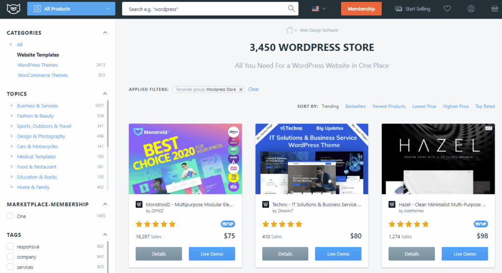WordPress Design and Software Products at TemplateMonster