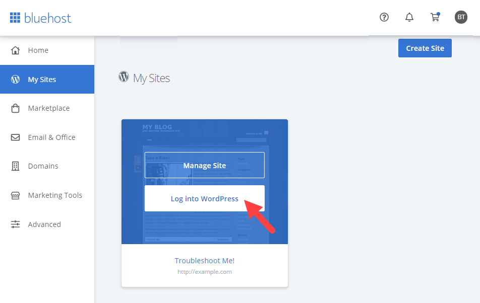 rock mysites log into wordpress