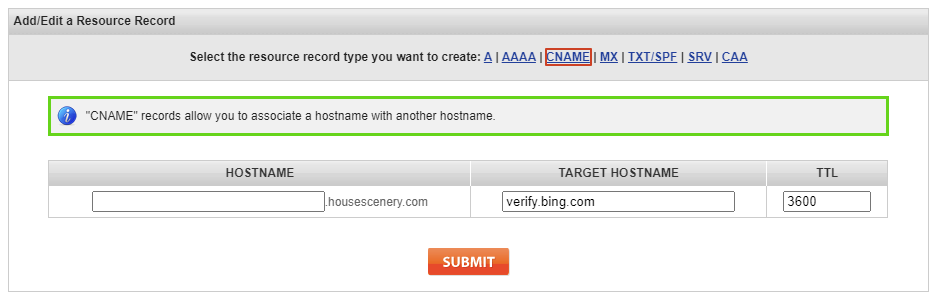 Manage DNS CNAME