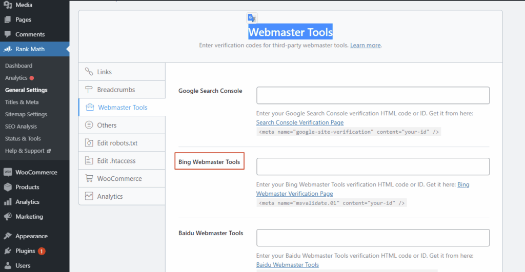 SEO Settings WordPress