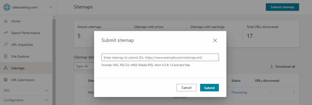bing submit sitemap