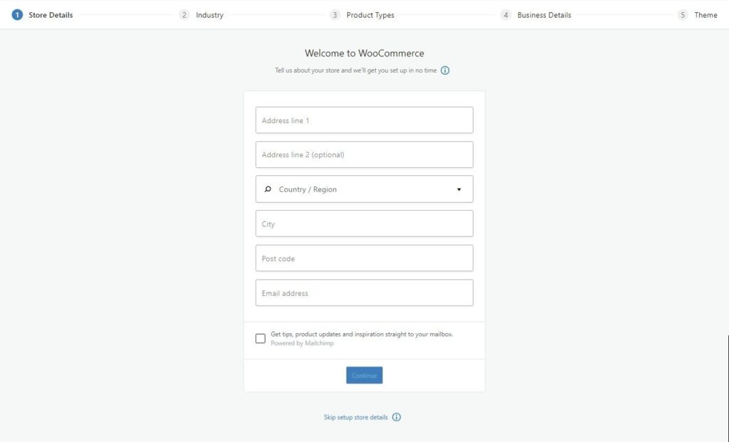 Setup Wizard WooCommerce