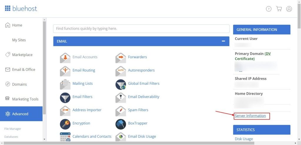 bluehost login cpanel