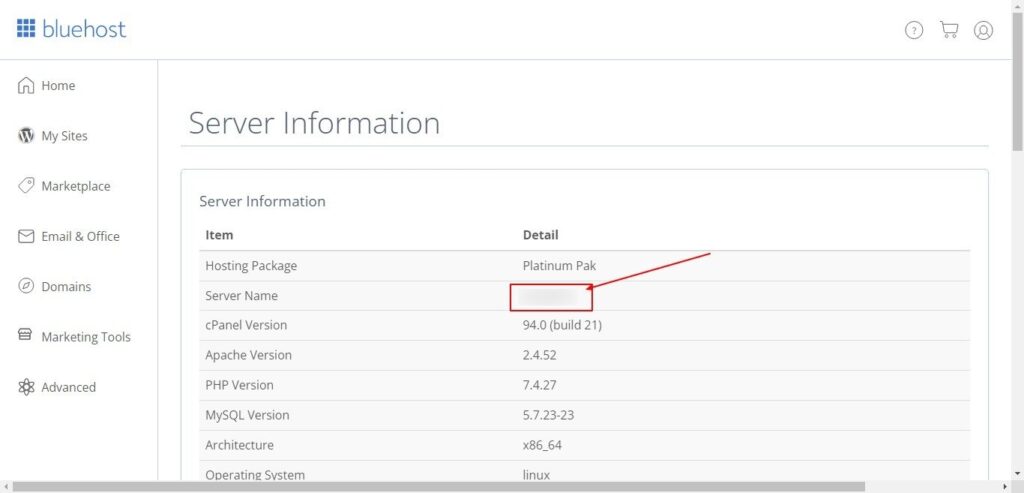 cPanel Server Information
