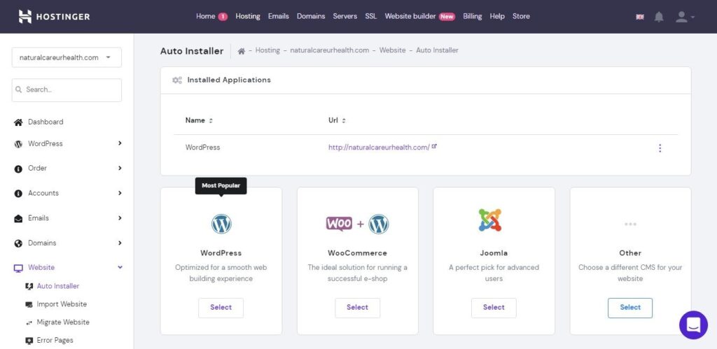 Auto Installer hPanel